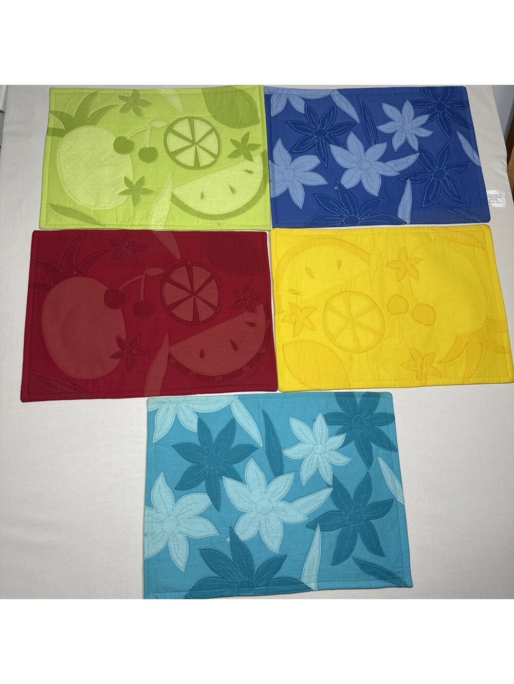 Tropical Brights Color Fabric Placemats Set Of 5
